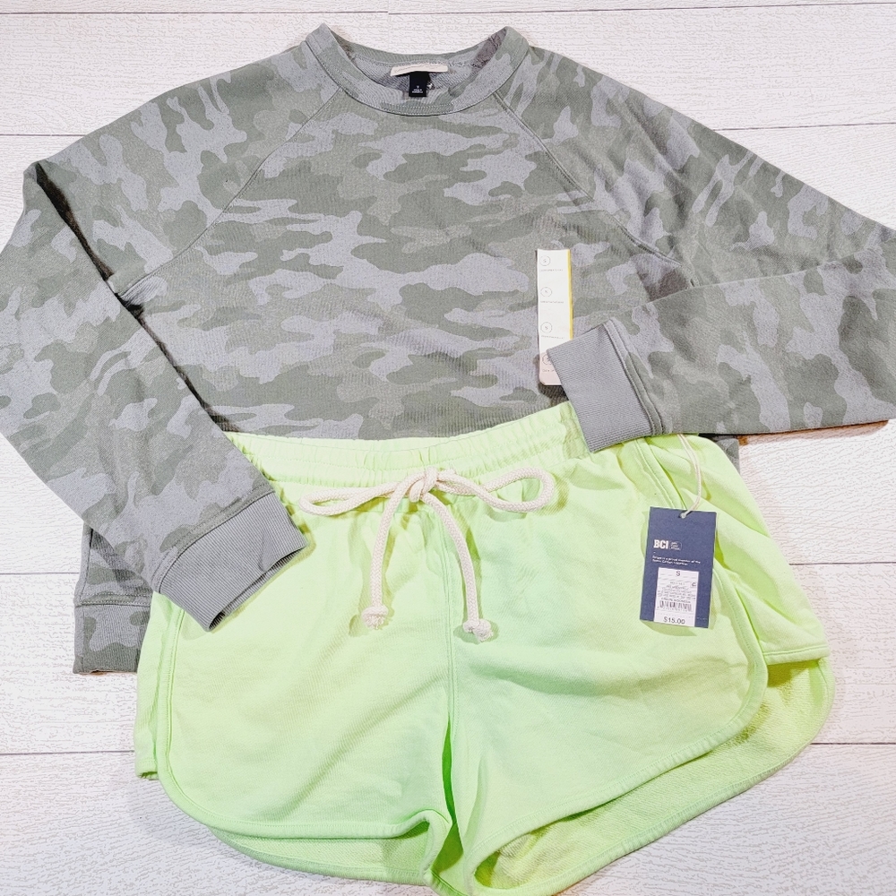 Universal Thread Crew Neck Sweater + Shorts Lounge Bundle NWT